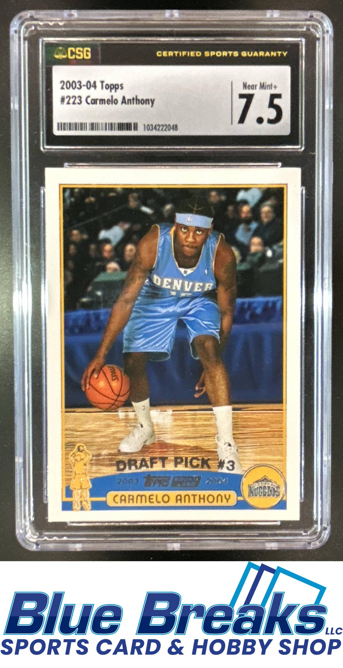 2003-04 Topps Carmelo Anthony Rookie #223 RC CSG 7.5 Denver Nuggets