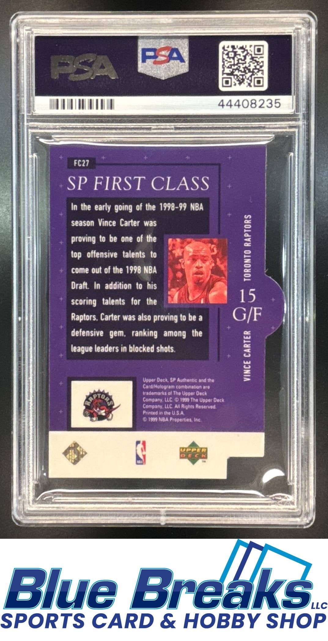 1998-99 SP Authentic First Class Vince Carter #FC27 PSA 10 Toronto Raptors
