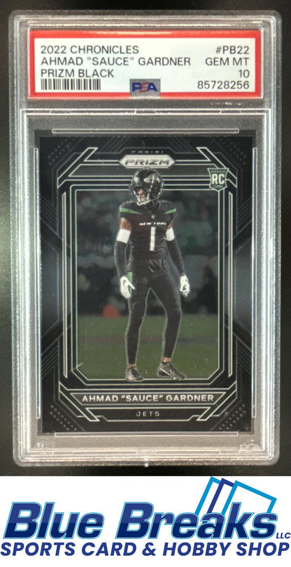 2022 Panini Chronicles Ahmad "Sauce" Gardner #PB-22 Prizm Black RC PSA 10 New York Jets