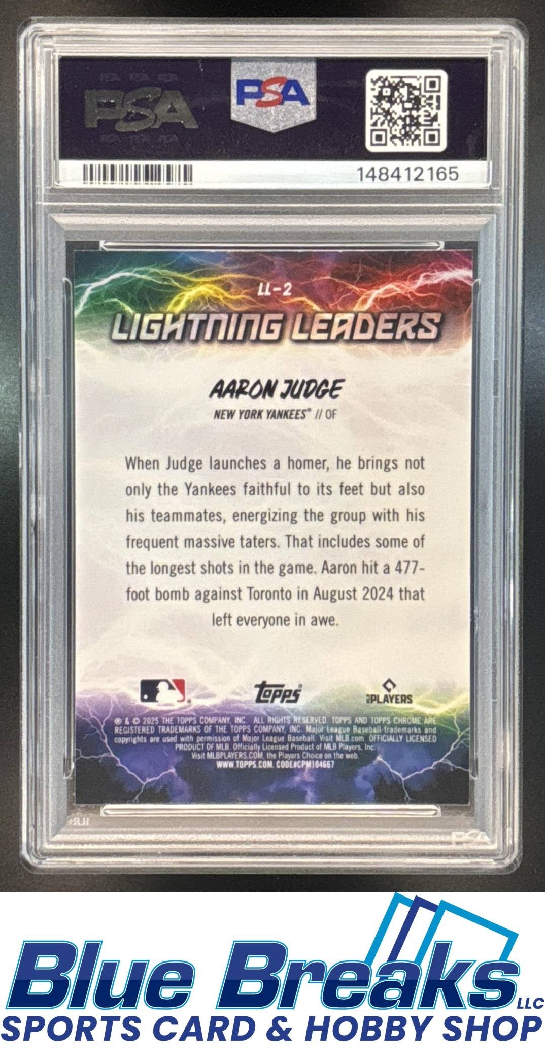2025 Topps Chrome Aaron Judge #LL-2 Lightning Leaders PSA 9