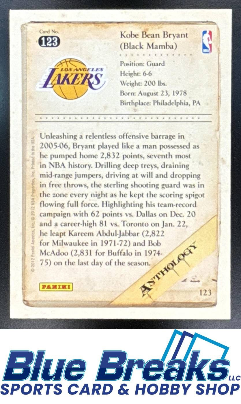 2012-13 Panini Kobe Anthology Bryant [RC] #123 Los Angeles Lakers