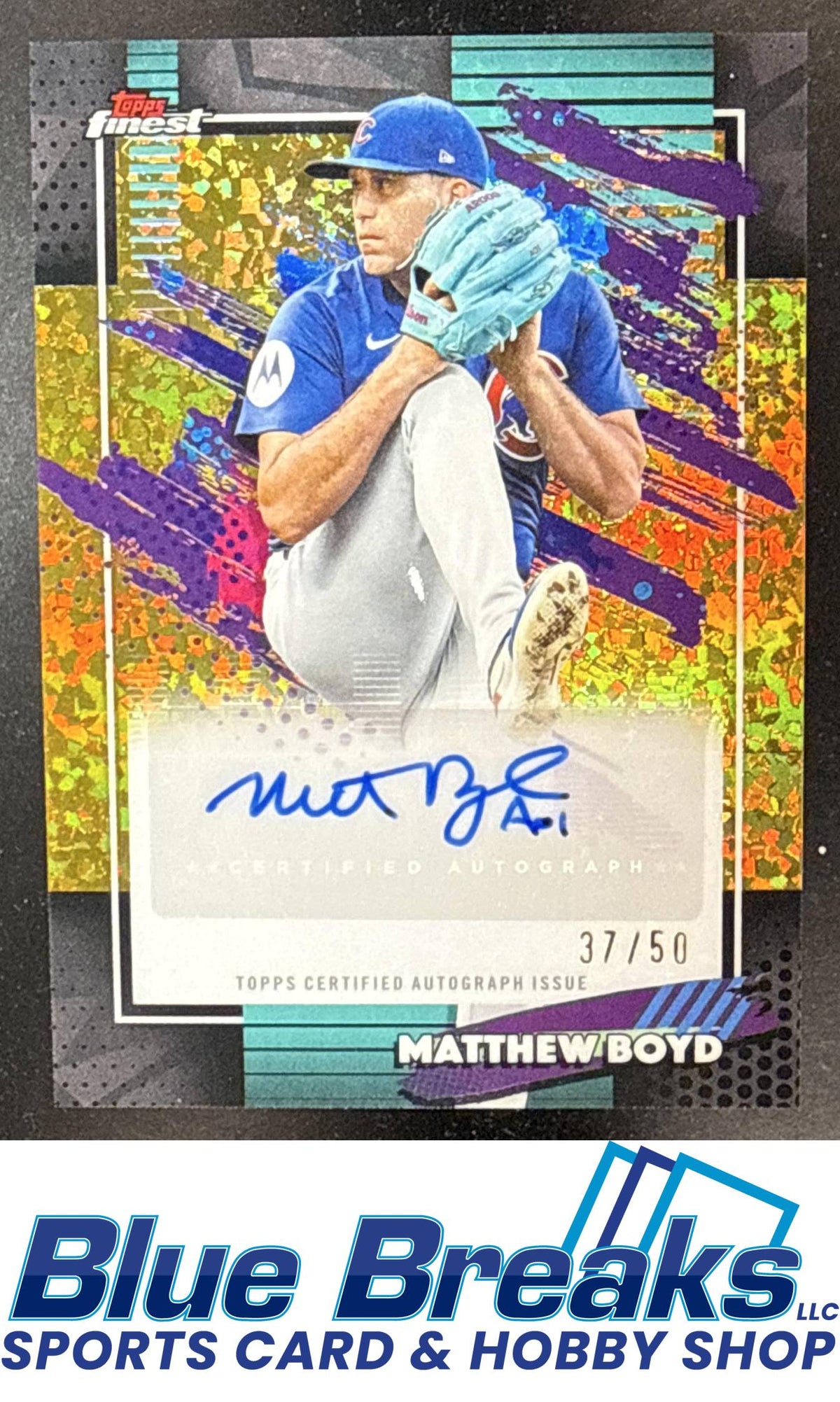 2026 Topps Finest Matthew Boyd #FMA-MB Mega Auto Gold Mini-Diamond Refractor 37/50 Chicago Cubs