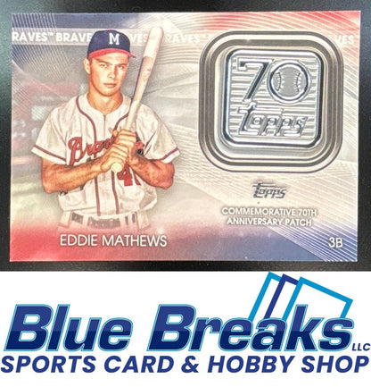 2021 Topps 70th Anniversary Logo Relic Series 1 Eddie Mathews [RC] #70LP-EM