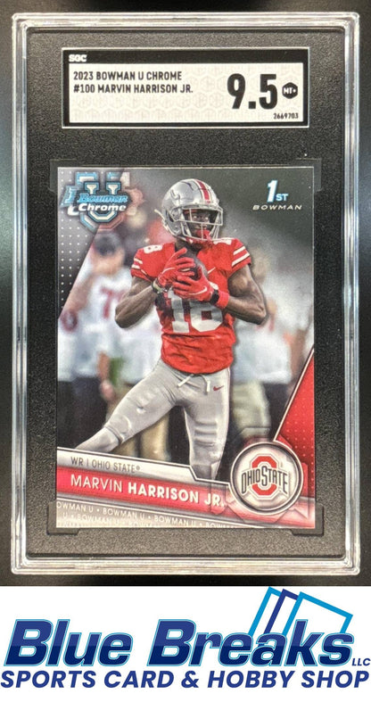 2023 Bowman University Chrome Marvin Harrison Jr. [RC] #100 SGC 9.5 Buckeyes