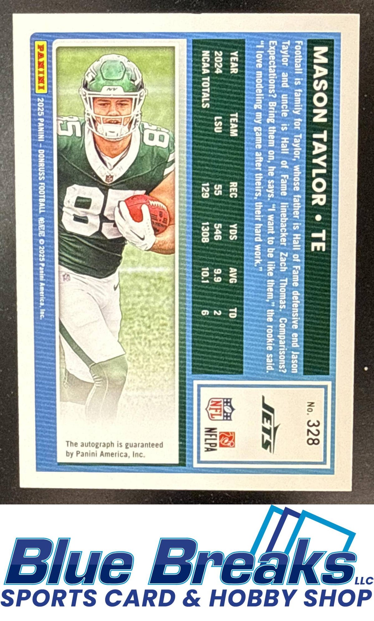 2025 Panini Donruss Rated RC Auto Green Mason Taylor [RC] #328 New York Jets