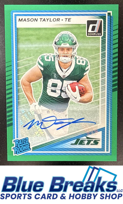 2025 Panini Donruss Rated RC Auto Green Mason Taylor [RC] #328 New York Jets