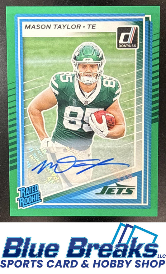 2025 Panini Donruss Rated RC Auto Green Mason Taylor [RC] #328 New York Jets