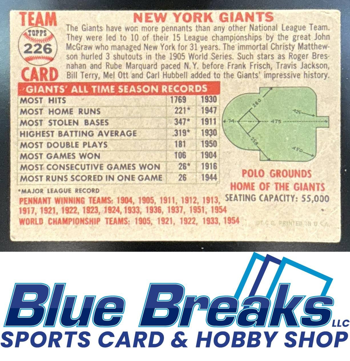 1956 Topps - New York Giants [RC] #226 Team Card