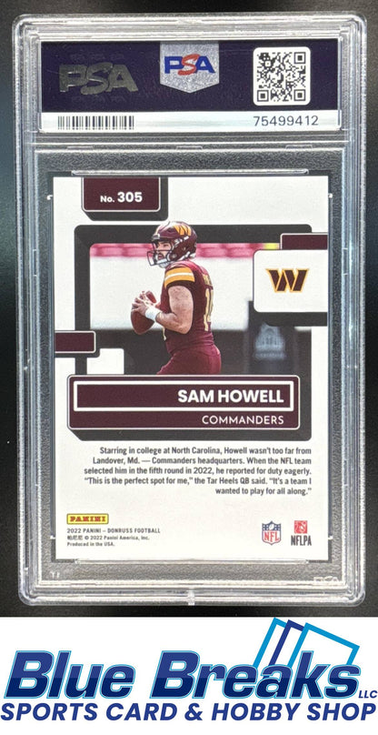 2022 Panini Donruss Sam Howell #305 Premium Press Proof Rated Rookie PSA 9 Washington Commanders