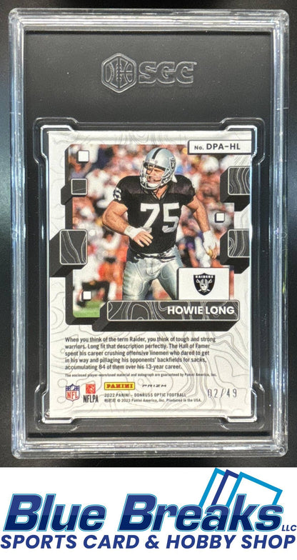 2022 Panini Donruss Optic Howie Long #DPA-HL Dynamic Patch Auto 02/49 SGC 9