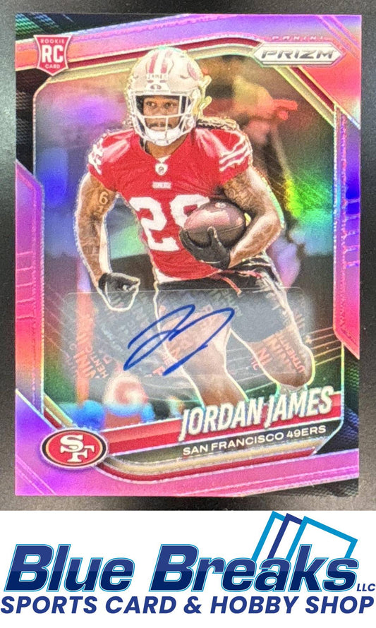 2025 Panini Prizm RC Auto Pink Jordan James #323 San Francisco 49ers