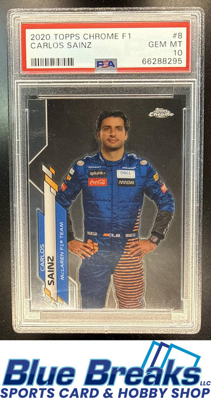 2020 Topps Chrome Formula 1 Carlos Sainz [RC] #8 Portrait VAR PSA 10