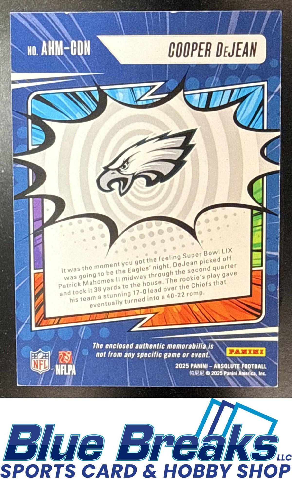 2025 Panini Absolute Cooper DeJean #AHM-CDN Heroes Memorabilia Gold 95/99 Philadelphia Eagles