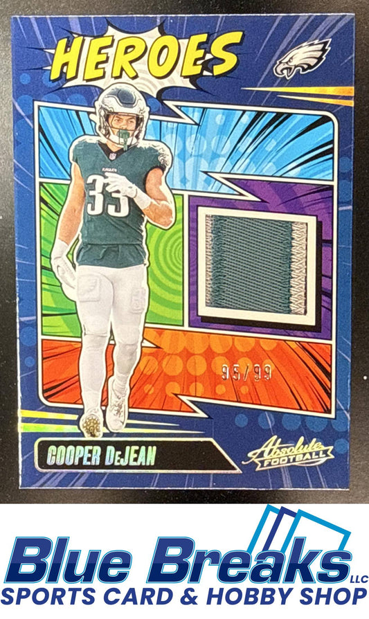 2025 Panini Absolute Cooper DeJean #AHM-CDN Heroes Memorabilia Gold 95/99 Philadelphia Eagles