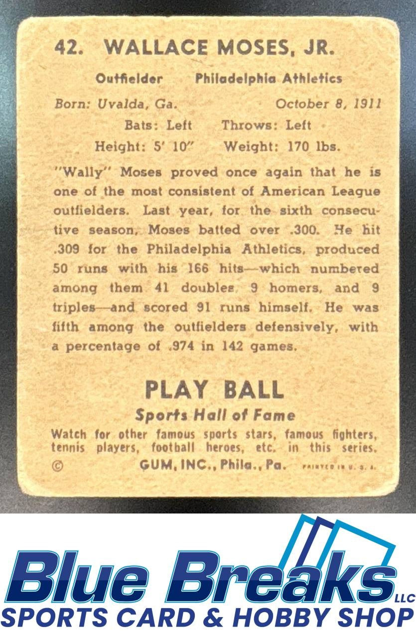 Wally Moses #42 Athletics