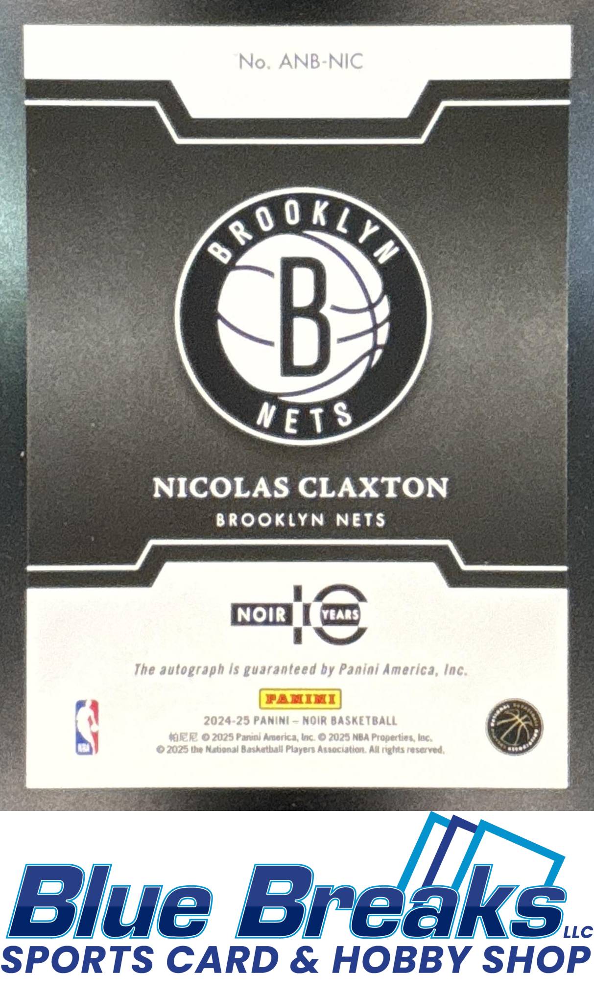 2024 Panini Immaculate Collection Nicolas Claxton #3 Noir Auto Black and White 61/99 Brooklyn Nets