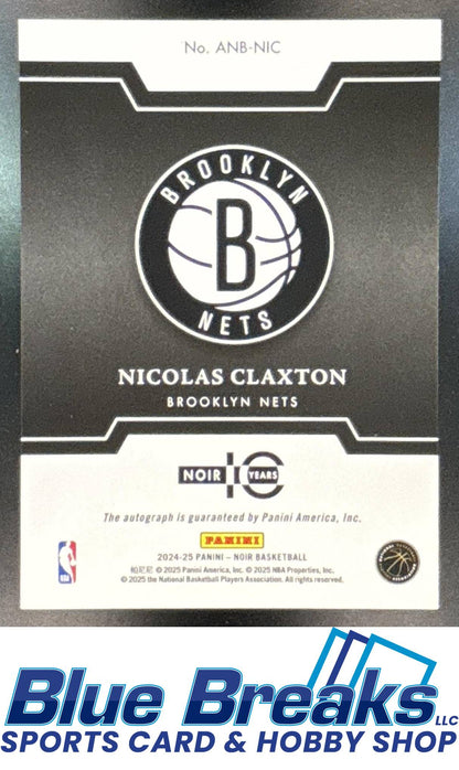 2024 Panini Immaculate Collection Nicolas Claxton #3 Noir Auto Black and White 61/99 Brooklyn Nets
