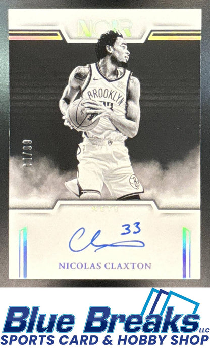 2024 Panini Immaculate Collection Nicolas Claxton #3 Noir Auto Black and White 61/99 Brooklyn Nets