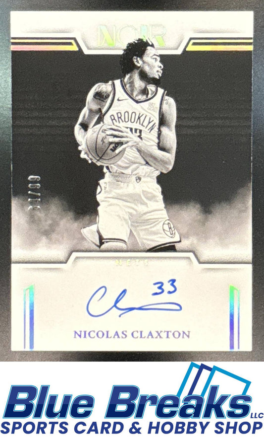 2024 Panini Immaculate Collection Nicolas Claxton #3 Noir Auto Black and White 61/99 Brooklyn Nets