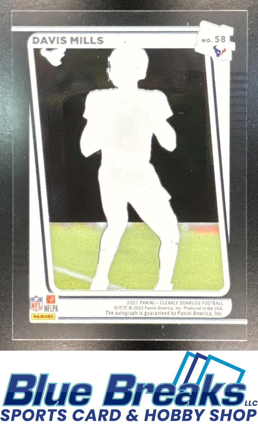 2021 Panini Clearly Donruss Rated RC Auto Davis Mills [RC] #58 Houston Texans
