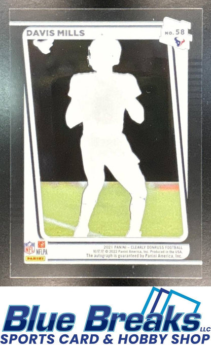 2021 Panini Clearly Donruss Rated RC Auto Davis Mills [RC] #58 Houston Texans