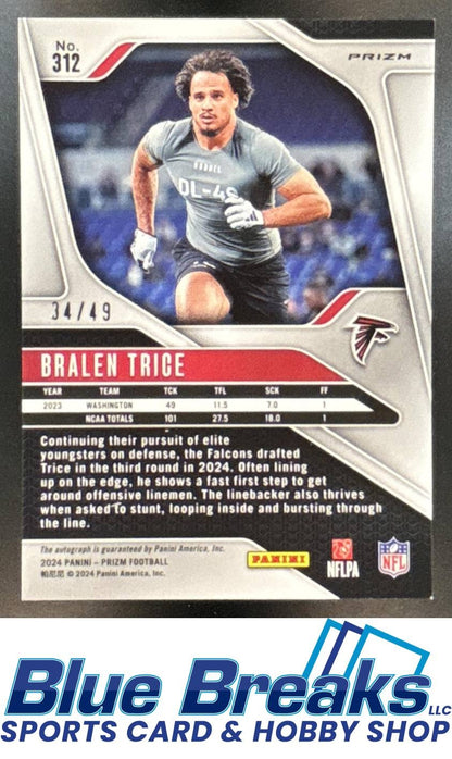 2024 Panini Prizm Purple Power Bralen Trice RC 34/49 [RC] #312 Falcons
