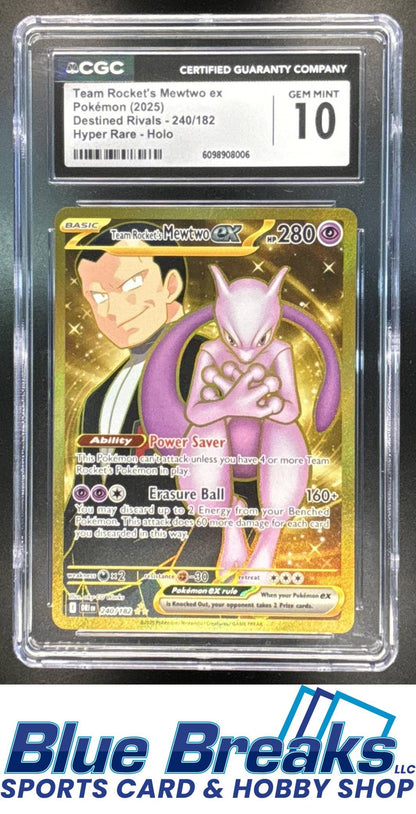2025 Pokemon Destined Rivals Team Rocket's Mewtwo ex #240/182 CGC 10