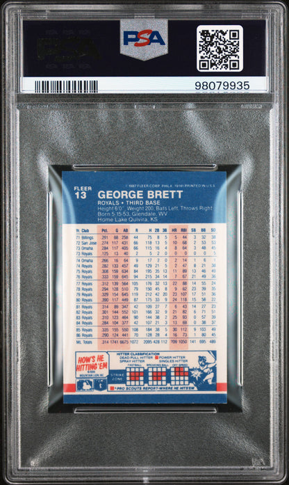 1987 Fleer - Mini - George Brett - #13 - PSA 8 - baseball - Royals