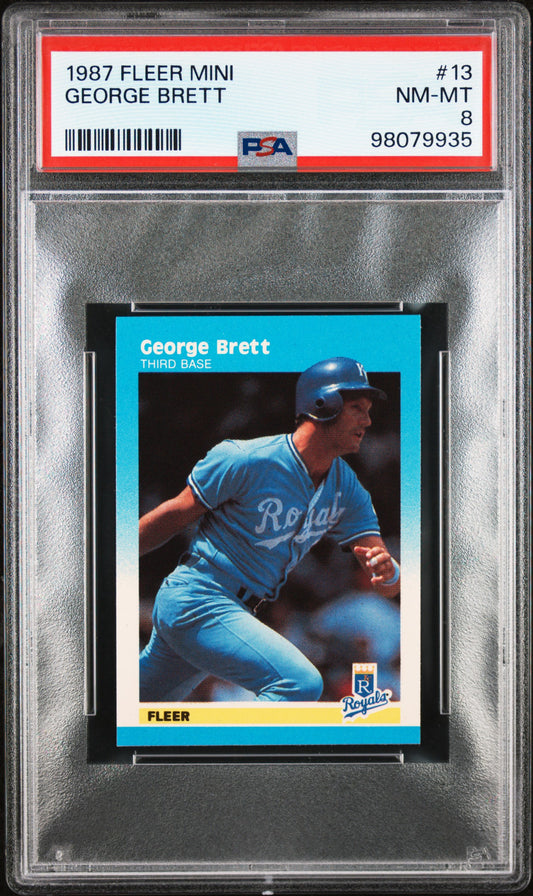 1987 Fleer - Mini - George Brett - #13 - PSA 8 - baseball - Royals