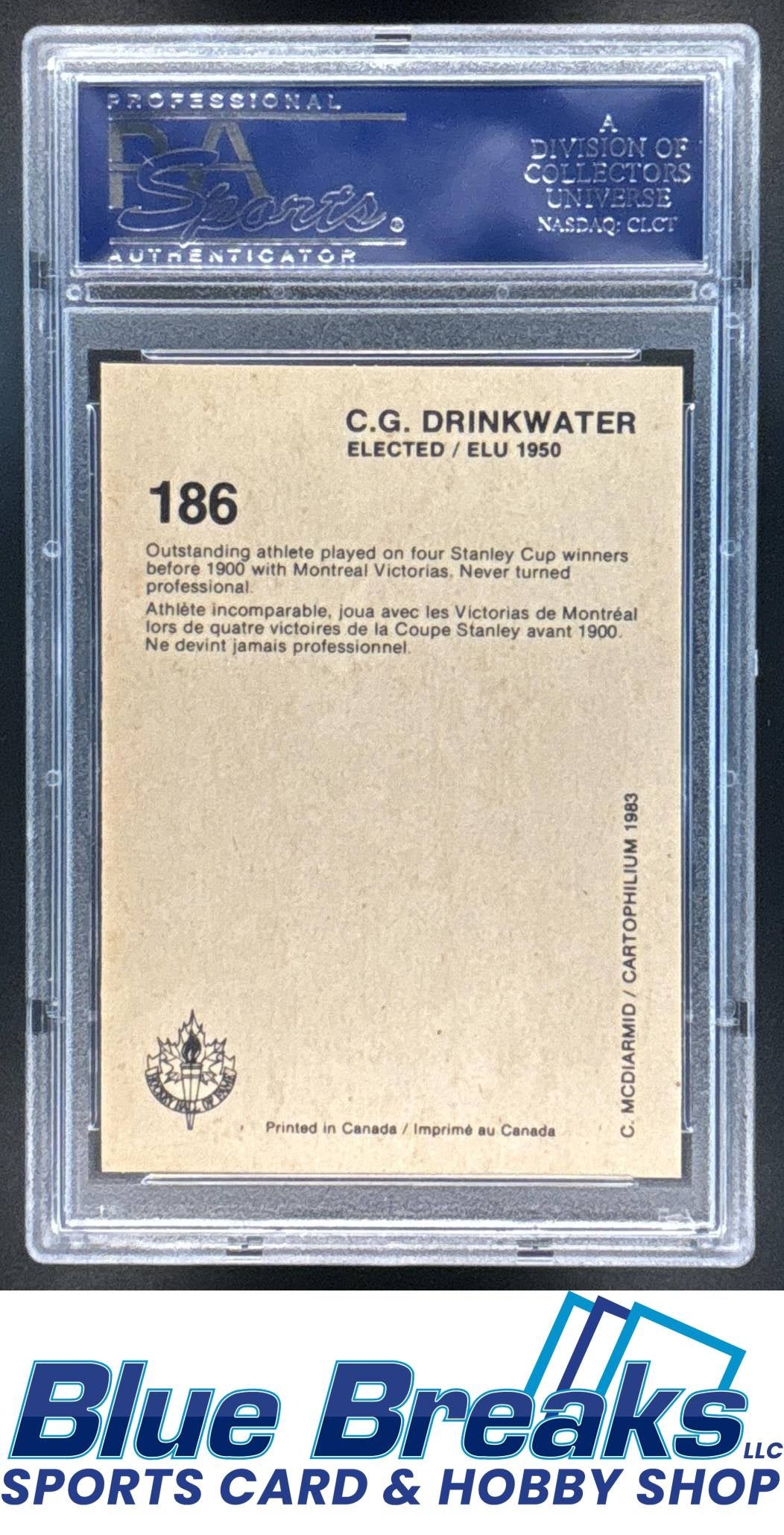 1985-87 Hall of Fame C.G. Drinkwater #186 PSA 8