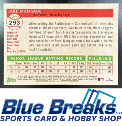 2025 Topps Chrome Platinum Anniversary Jake Mangum #293 Rose Gold Mini-Diamond Refractor /75 RC