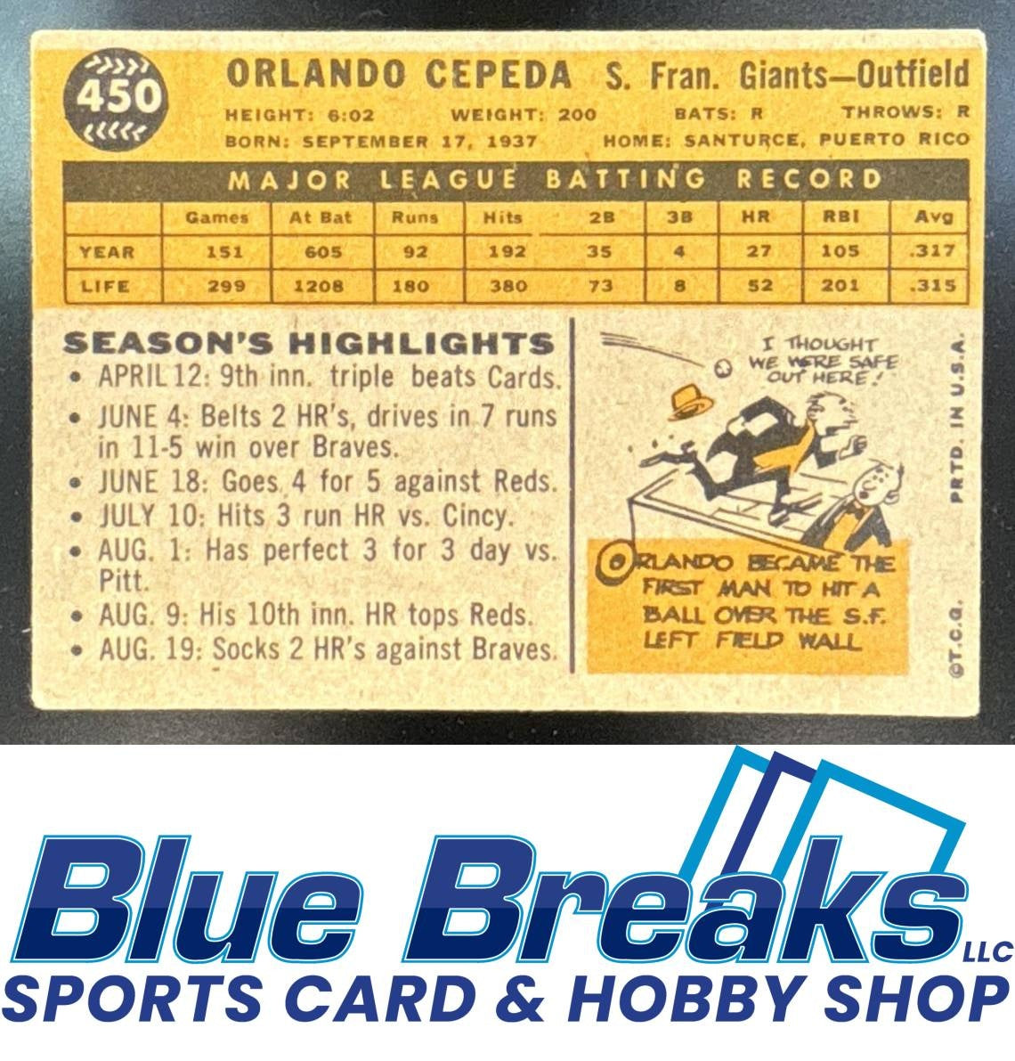 1956 Topps Orlando Cepeda Baseball Giants
