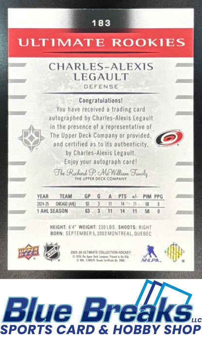2025 Upper Deck Ultimate Collection Charles-Alexis Legault #183 Rookies 242/299 Auto