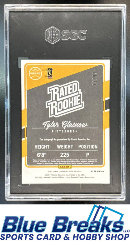 2017 Panini Donruss Optic Tyler Glasnow #RRS-TG Rated Rookie Signatures Orange 43/99 RC Auto SGC 9.5 Los Angeles Dodgers