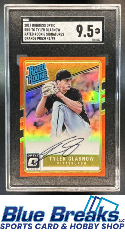 2017 Panini Donruss Optic Tyler Glasnow #RRS-TG Rated Rookie Signatures Orange 43/99 RC Auto SGC 9.5 Los Angeles Dodgers