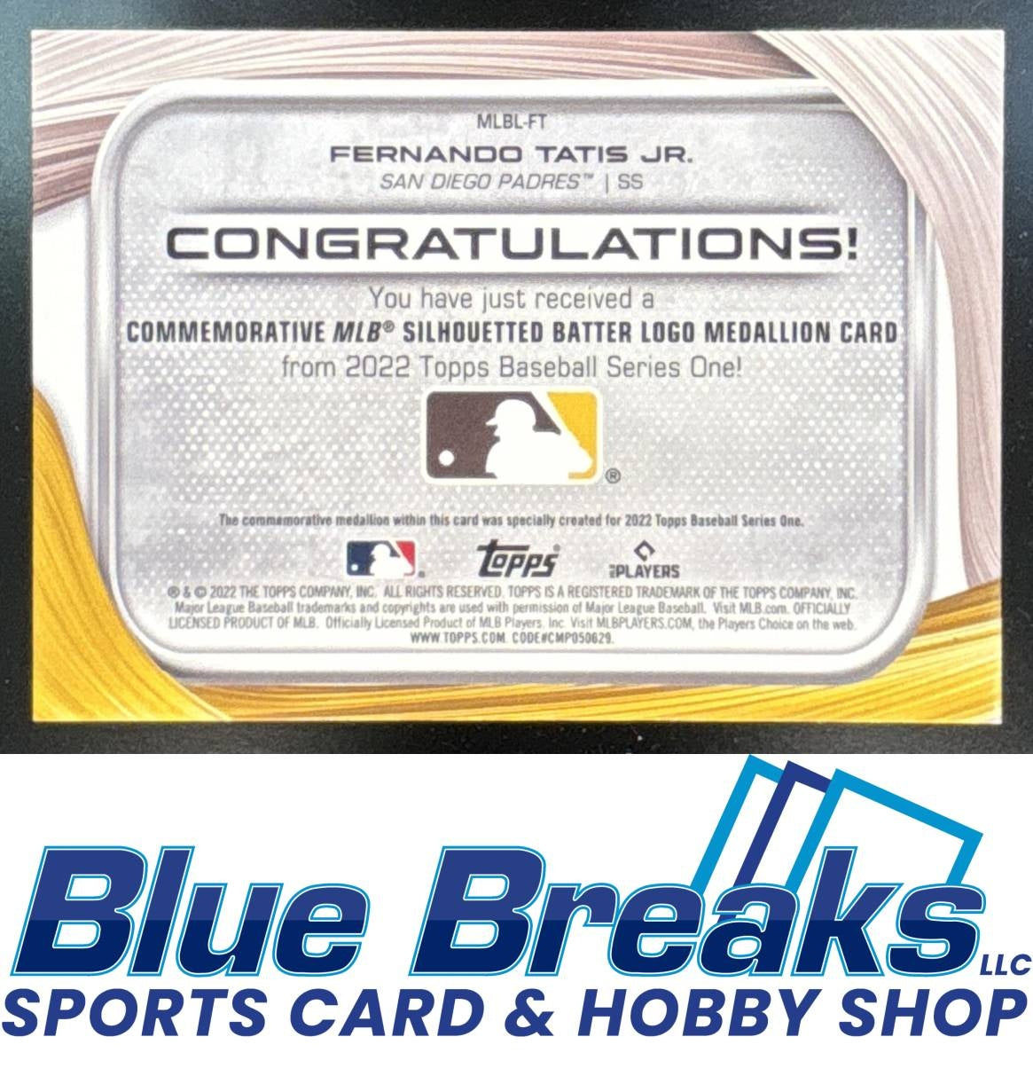 2022 Topps Fernando Tatis Jr. #MLBL-FT MLB Logo Medallion Commemorative Manufactured Relics San Diego Padres