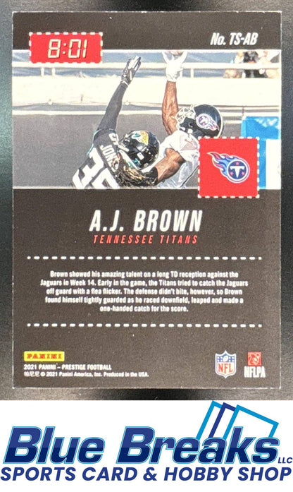 2021 Panini Prestige A.J. Brown #TS-AB Time Stamped Xtra Points Green 081/199 Tennessee Titans