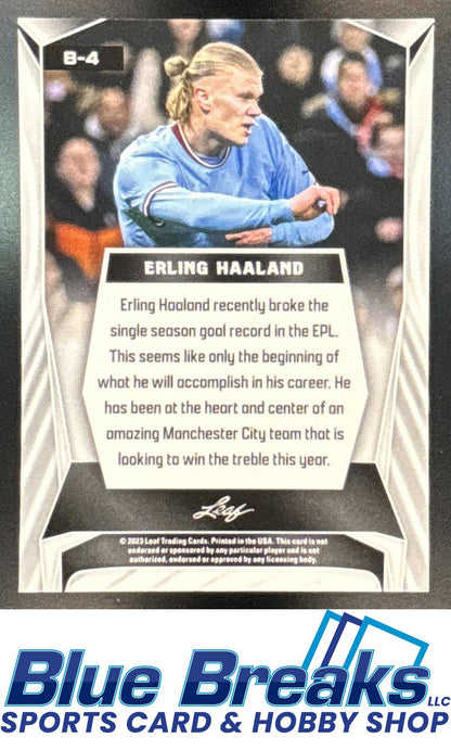 2023 Leaf Erling Haaland #B-4 Blue Manchester City FC