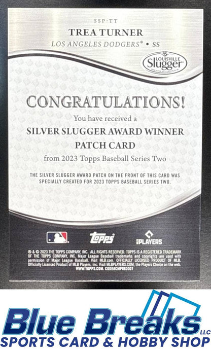 2023 Topps Trea Turner #SSP-TT 2022 Silver Slugger Award Winners Commemorative Relic Black /299