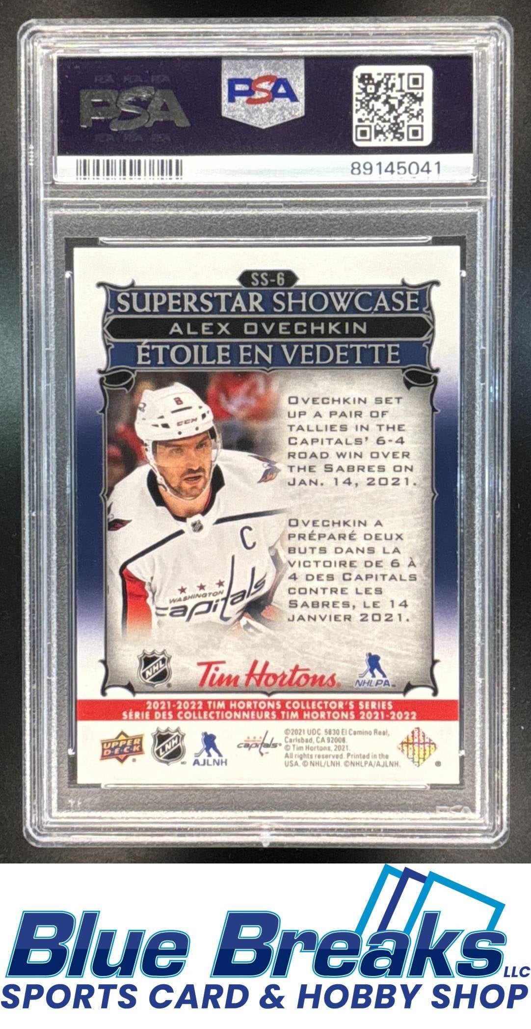 2021 Upper Deck Tim Hortons Superstar Showcase Alex Ovechkin #SS-6 PSA 10 Hockey Washington Capitals