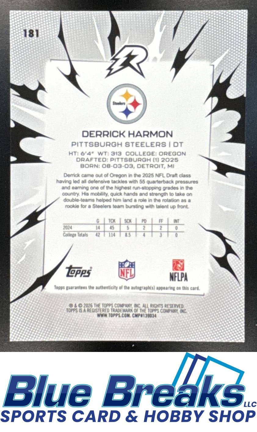 2025 Topps Resurgence Derrick Harmon #181 Rookie Signatures RC Auto Pittsburgh Steelers