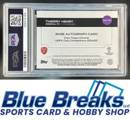 2024 Topps Chrome UEFA Club Competitions Thierry Henry #CA-TH Auto Red Refractor 1/5 PSA 9 Arsenal