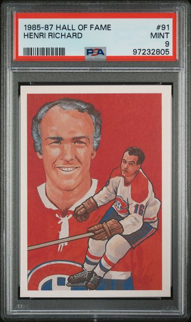 1985-87 Hall of Fame - Henri Richard - PSA9 - #91 - Ice Hockey - Canadiens - drop