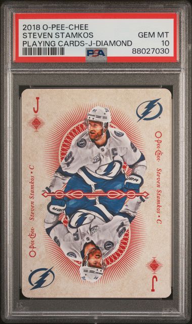 2018 O-Pee-Chee - Playing Cards - J-Diamond - Steven Stamkos - PSA10 - Ice Hockey - Lightning - drop