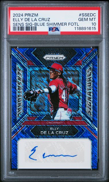 2024 Prizm - Elly De La Cruz - Blue Shimmer Signature - FOTL - #SSEDC - Baseball - 7/8 - Cincinnati Reds - PSA 10