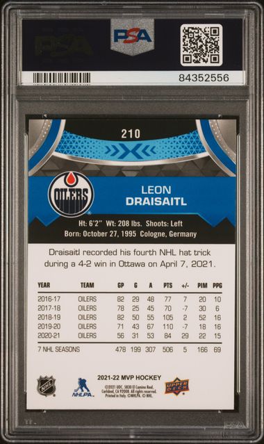 2021 Upper Deck - MVP - Leon Draisaitl - PSA10 - #210 - Ice Hockey - Oilers - drop