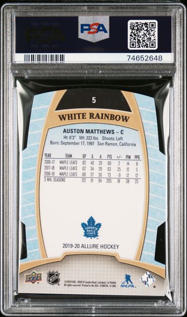 2019 Upper Deck Allure - Auston Matthews - White Rainbow - #5 - Ice Hockey - Toronto Maple Leafs - PSA 10