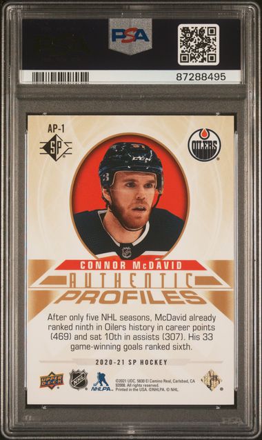 2020 SP - Connor McDavid - Authentic Profiles - Gold - #AP1 - 617/999 - Edmonton Oilers - Ice Hockey - NHL - #AP1 - PSA 10