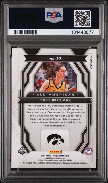 2024 Prizm Draft Picks - Caitlin Clark - Basketball - Iowa Hawkeyes - All-American - Green Prizm - #23 - PSA 8