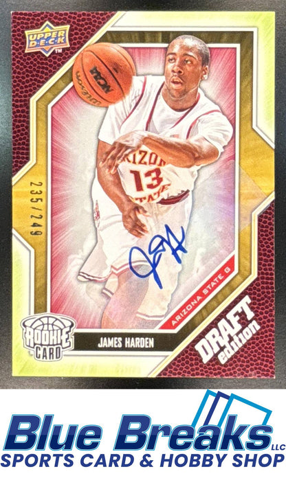 2009-10 Upper Deck Draft Edition Auto Green James Harden 235/249 Rookie #40 Arizona State Devils
